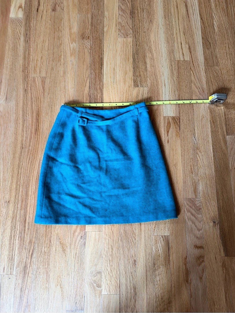 1990s vintage J.Crew  aqua Blue Wool Blend Mini Skirt Size 2